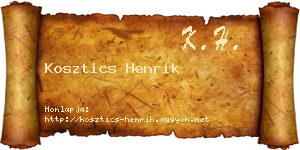 Kosztics Henrik névjegykártya